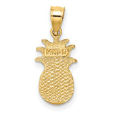 14k Yellow Gold Pineapple Pendant with High Polish and Textured Detail, Tropical Charm for Women