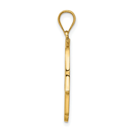 14k Yellow Gold Hamsa Hand Pendant with Blue Evil Eye, Intricate Scroll Detailing