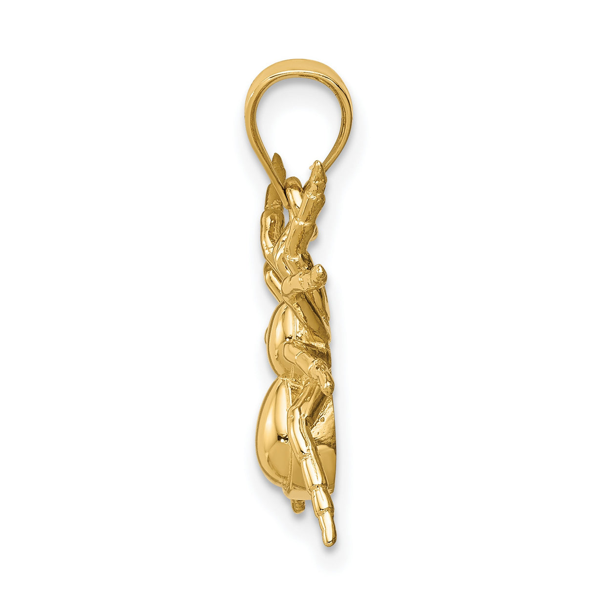 14k Yellow Gold Spider Pendant with Detailed Arachnid Design, Gothic Insect Charm