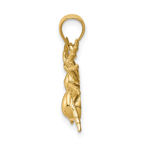 14k Yellow Gold Spider Pendant with Detailed Arachnid Design, Gothic Insect Charm
