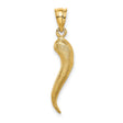 14k Yellow Gold Italian Horn Pendant, Cornicello Charm for Good Luck and Protection
