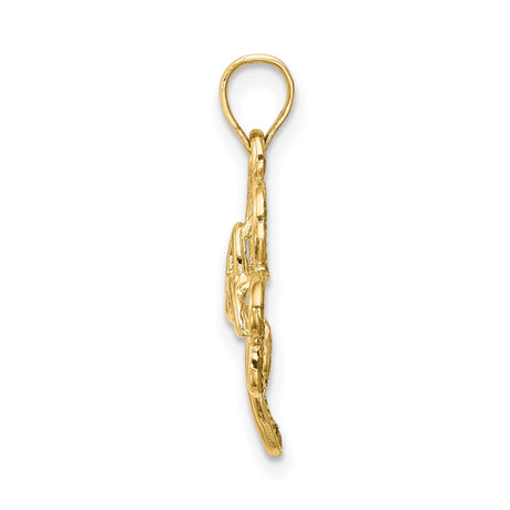 14k Yellow Gold Celtic Shamrock Pendant with Openwork Trinity Knot Design for Women