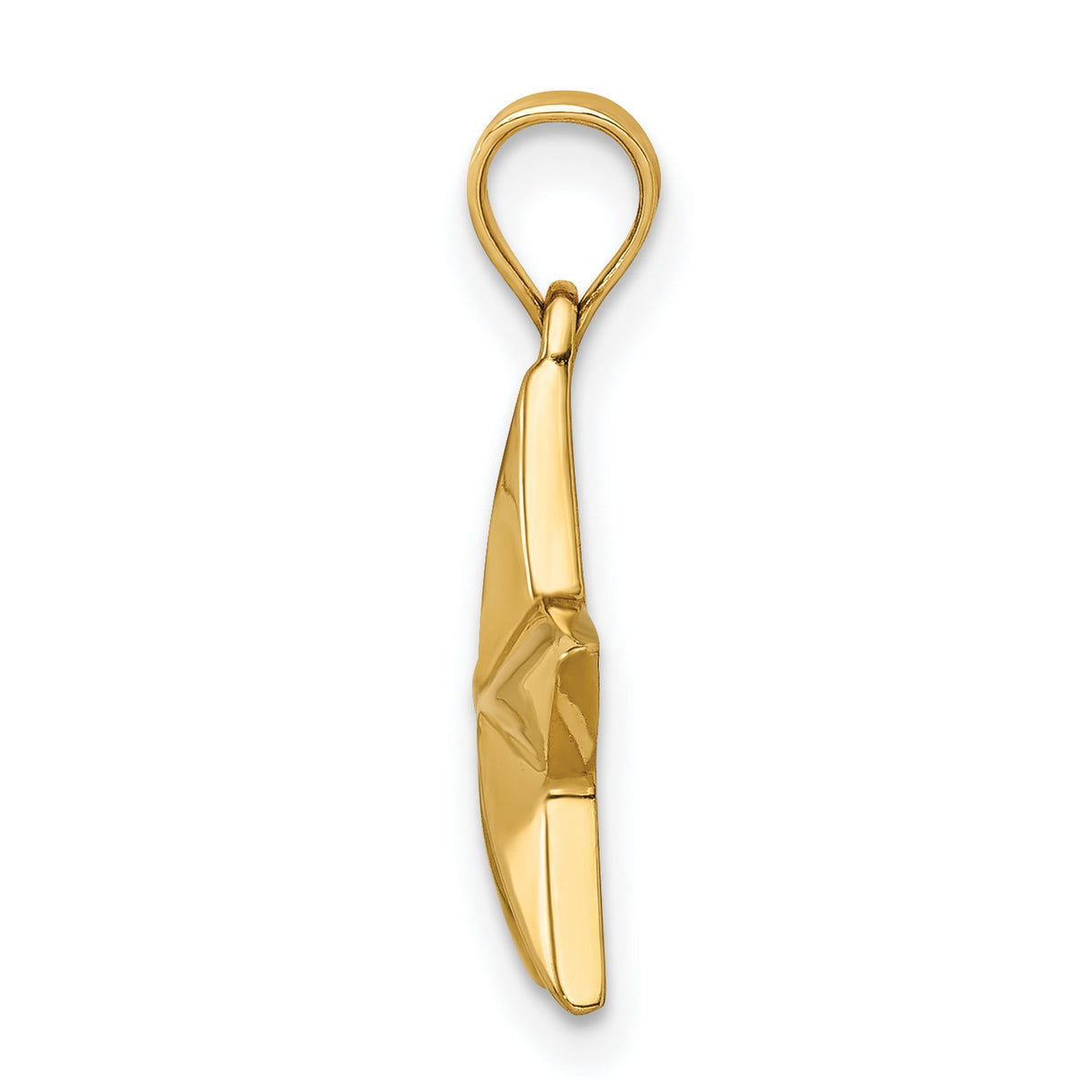 14k White Gold Star Pendant with Polished 3D Five-Point Design, Celestial Minimalist Jewelry