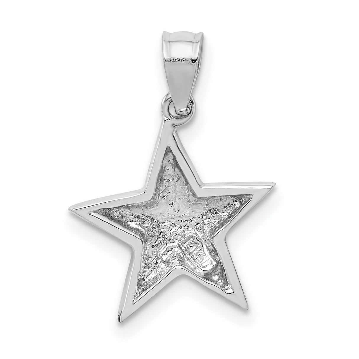 14k White Gold Star Pendant with Polished 3D Five-Point Design, Celestial Minimalist Jewelry