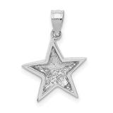 14k White Gold Star Pendant with Polished 3D Five-Point Design, Celestial Minimalist Jewelry