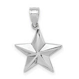 14k White Gold Star Pendant with Polished 3D Five-Point Design, Celestial Minimalist Jewelry