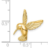 14k Yellow Gold Hummingbird Pendant with Detailed Wings, Nature-Inspired Charm for Women