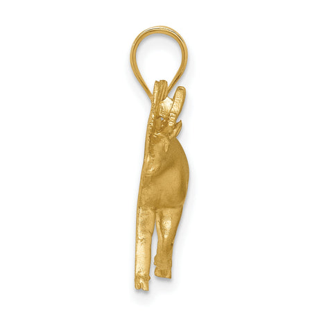 14k Yellow Gold Moose Pendant, Detailed Wildlife Charm with Polished Accents