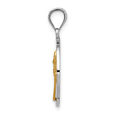 14k Two-Tone Gold Pendant with Palm Tree, Sun Rays, and Ocean Wave Design