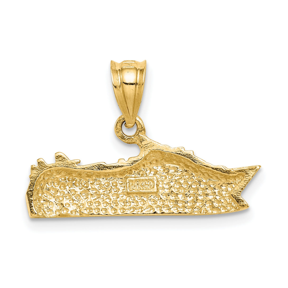 14k Yellow Gold Cruise Ship Pendant, Nautical Travel Charm for Women or Unisex