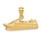 14k Yellow Gold Cruise Ship Pendant, Nautical Travel Charm for Women or Unisex