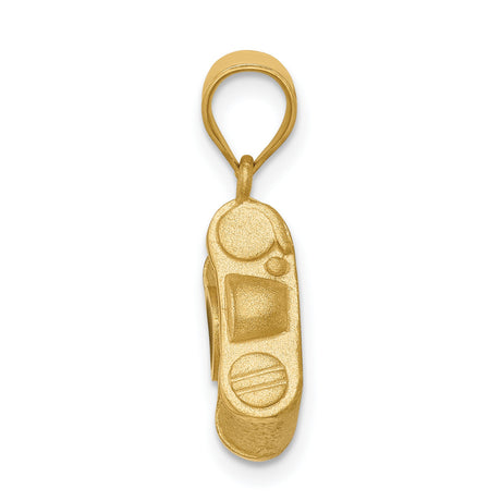 14k Yellow Gold Camera Pendant, Vintage Photography Charm with Black Enamel, Unisex Jewelry