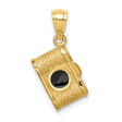 14k Yellow Gold Camera Pendant, Vintage Photography Charm with Black Enamel, Unisex Jewelry