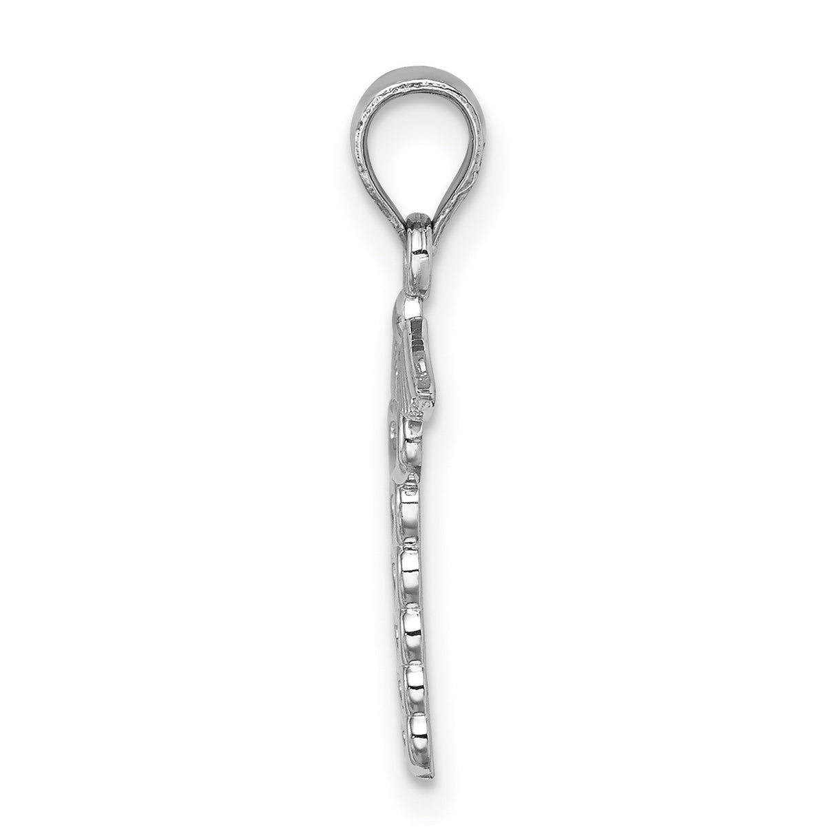 14k White Gold Caduceus Pendant with Winged Snake Staff Symbol of Medicine