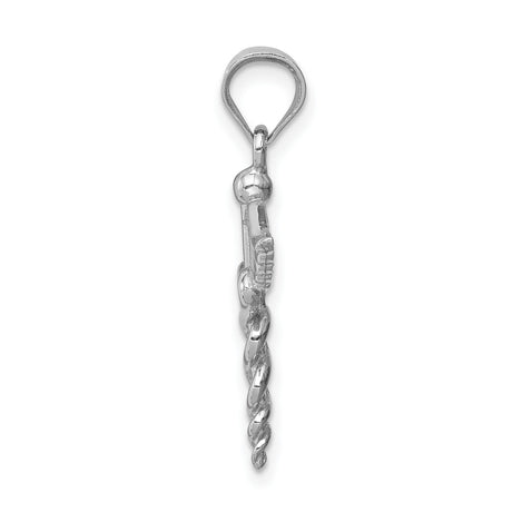 14k White Gold Caduceus Pendant with Winged Staff and Entwined Snakes, Unisex Medical Symbol