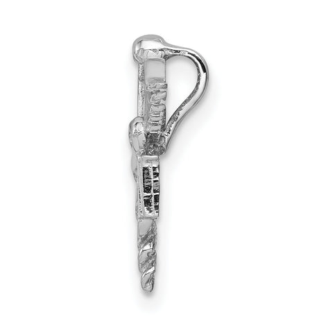 14k White Gold RN Caduceus Pendant, Medical Emblem with Winged Serpent Symbol