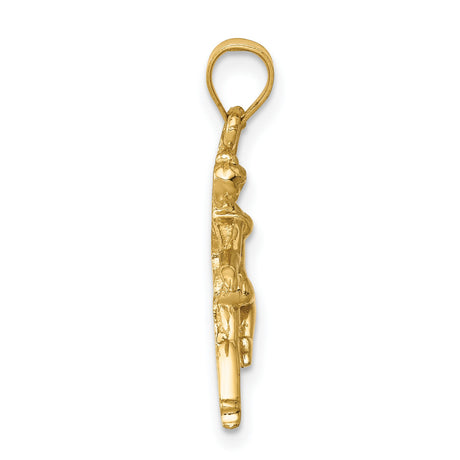 14k Yellow Gold Ballerina Pendant, Graceful Dancer Charm with Artistic Ballet Design for Women