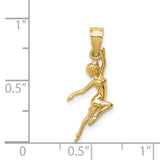 14k Yellow Gold Ballerina Pendant, Graceful Dancer Charm with Artistic Ballet Design for Women
