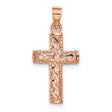 Polished Braided Cross Charm Pendant in Real 14k Rose Gold
