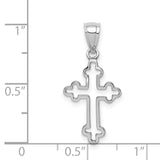 14k White Gold Cross Pendant with Sleek Hollow Openwork Design, Minimalist Faith Jewelry