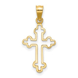 14k Yellow Gold Cross Pendant with Sleek Openwork Design and Polished Finish