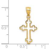 14k Yellow Gold Cross Pendant with Sleek Openwork Design and Polished Finish