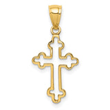 14k Yellow Gold Cross Pendant with Sleek Openwork Design and Polished Finish