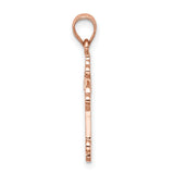 Polished Cross Charm Pendant in Real 14k Rose Gold