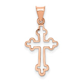 Polished Cross Charm Pendant in Real 14k Rose Gold