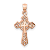 Polished Cross Charm Pendant in Real 14k Rose Gold
