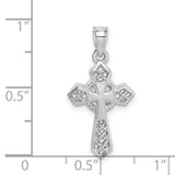 14k White Gold Cross Pendant with Celtic Knot and Filigree Design