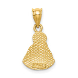14k Yellow Gold Sacred Heart of Jesus Pendant, Brushed Religious Charm with Christ Bust