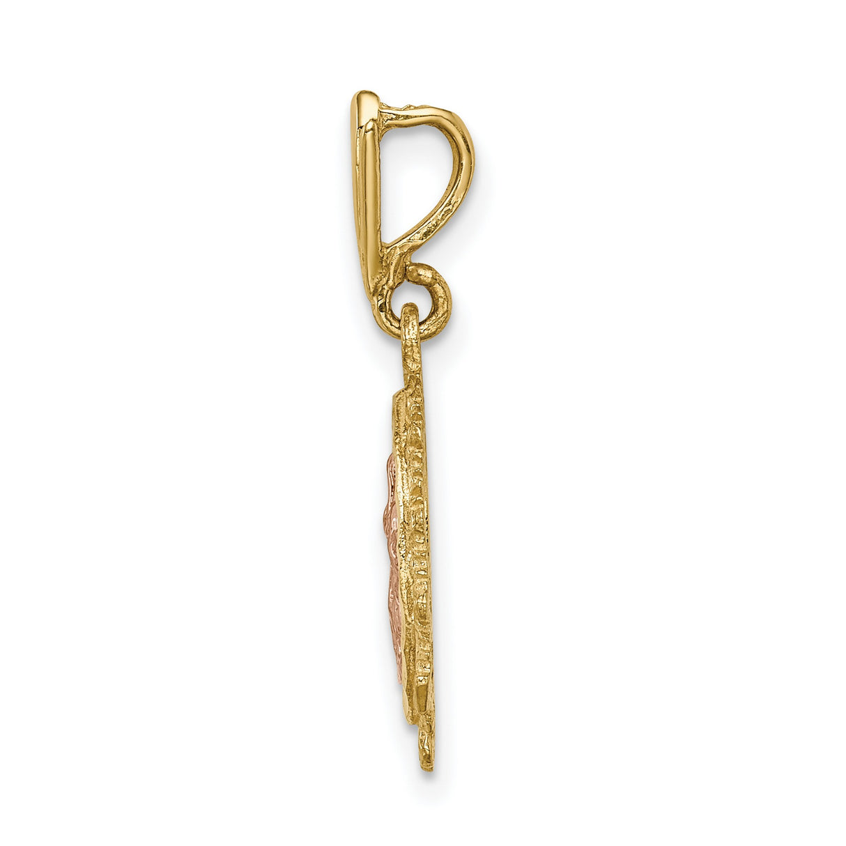 Our Lady of Guadalupe Accented Border Charm Pendant in Real 14k Multi-Tone Gold