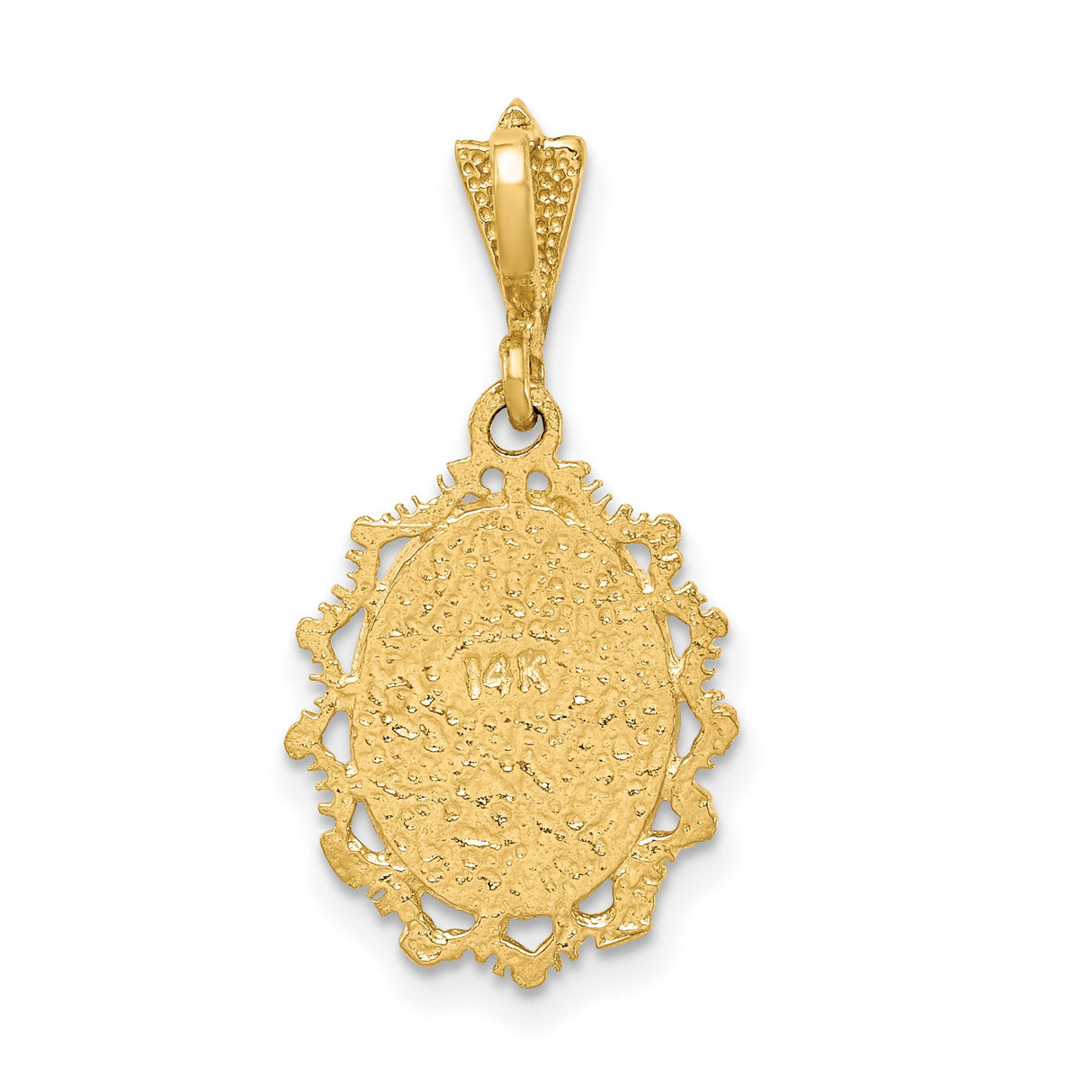 Our Lady of Guadalupe Accented Border Charm Pendant in Real 14k Multi-Tone Gold