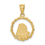 Round Twisted Wire Virgin Mary Mother of God Charm Pendant in Real 14k Yellow Gold