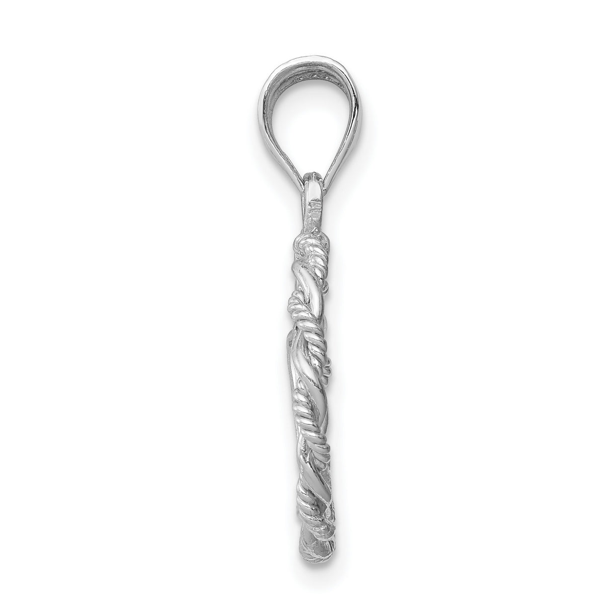 14k White Gold Virgin Mary Pendant with Twisted Rope Circle Frame, Catholic Religious Charm