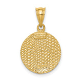 14k Yellow Gold Virgin Mary Medallion Pendant with Diamond Cut Accents, Catholic Medal Charm