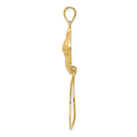 14k Yellow Gold Conch Shell Pendant with Scallop Shell Charms, Nautical Coastal Theme