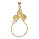 14k Yellow Gold Conch Shell Pendant with Scallop Shell Charms, Nautical Coastal Theme
