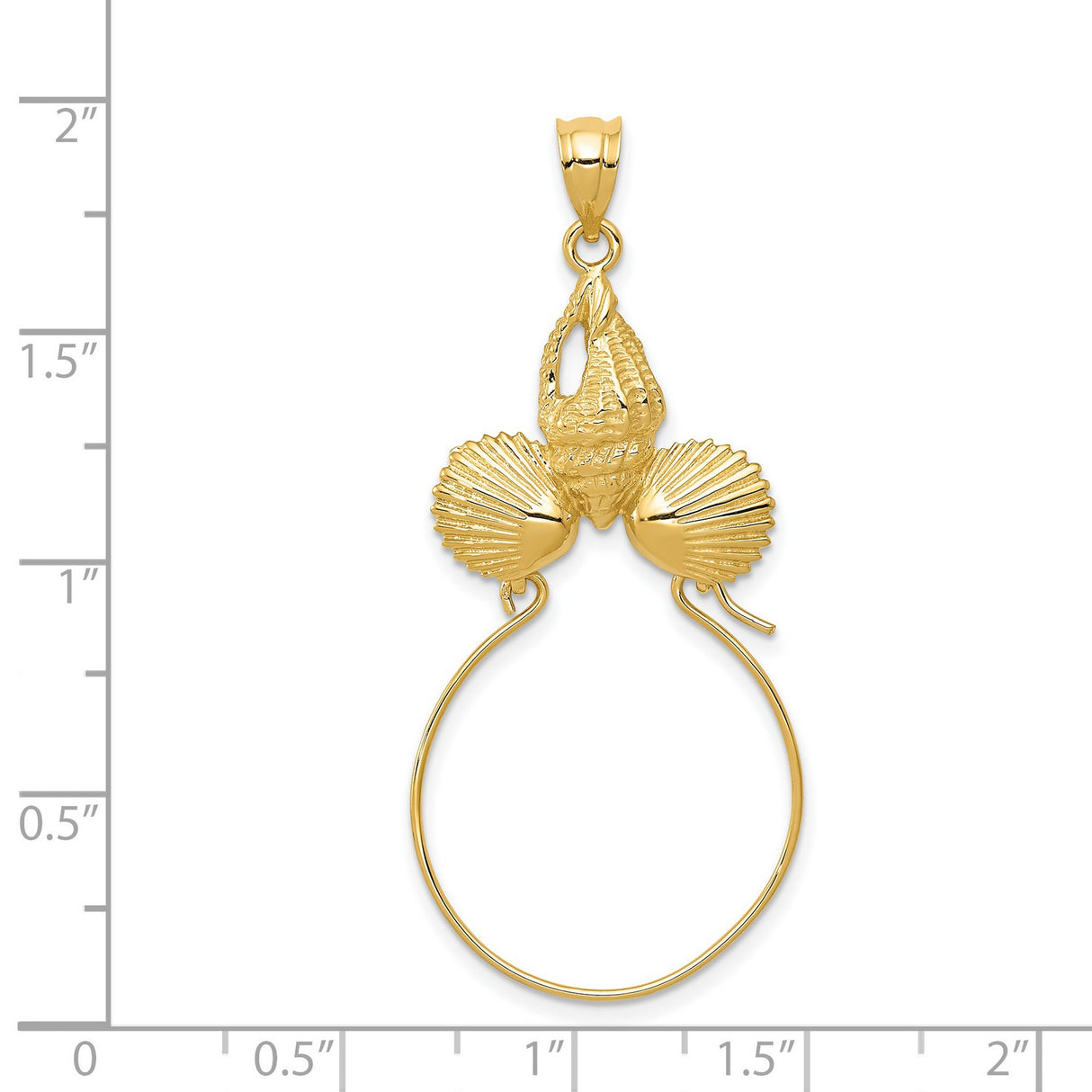14k Yellow Gold Conch Shell Pendant with Scallop Shell Charms, Nautical Coastal Theme
