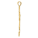 14k Yellow Gold Fleur De Lis Cross Pendant with Baroque Filigree Scrollwork
