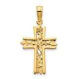 Fancy Cross Charm Pendant in Real 14k Yellow Gold