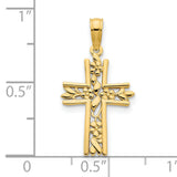 Fancy Cross Charm Pendant in Real 14k Yellow Gold