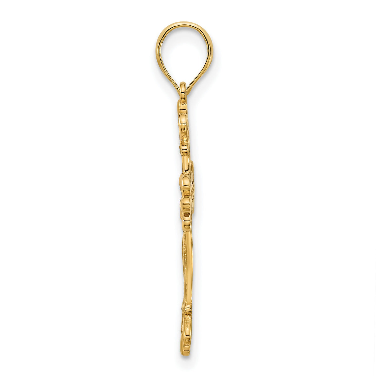 14k Yellow Gold Cross Pendant with Baroque Scrollwork Detailing for Men and Women