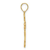 14k Yellow Gold Cross Pendant with Baroque Scrollwork Detailing for Men and Women