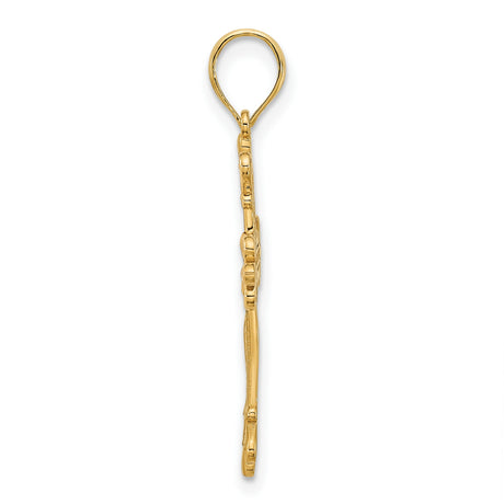 14k Yellow Gold Cross Pendant with Baroque Scrollwork Detailing for Men and Women