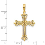 14k Yellow Gold Cross Pendant with Baroque Scrollwork Detailing for Men and Women