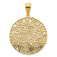 14k Yellow Gold Filigree Medallion Pendant, Circular Swirl Openwork Design, Womens Jewelry