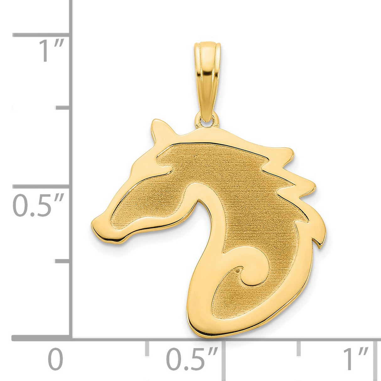 14k Yellow Gold Horse Head Pendant, Stylized Equestrian Design, Satin Finish, Unisex