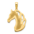 14k Yellow Gold Horse Head Pendant, Polished and Textured Equestrian Style Charm
